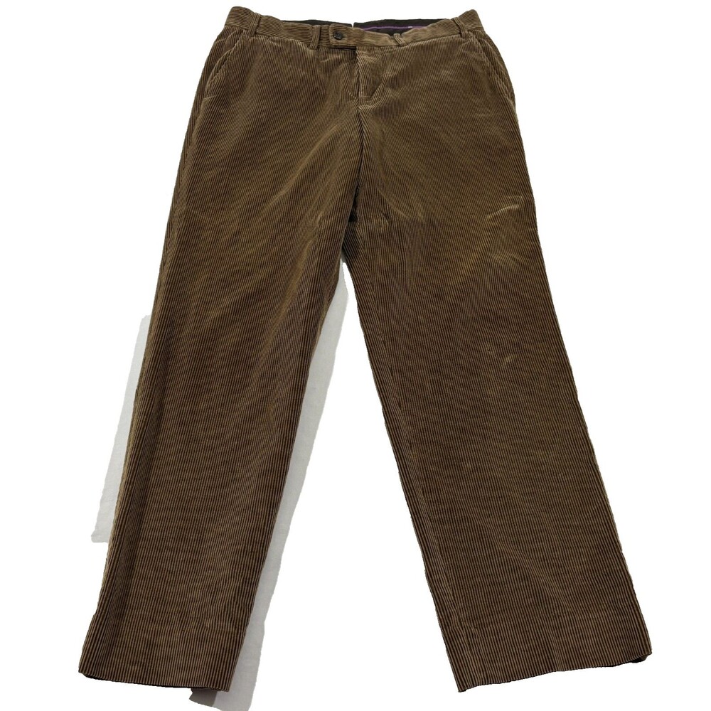 Hiltl Straight Leg Corduroy Pants Brown Mens Casual Flat Front Preppy Sz 32x30